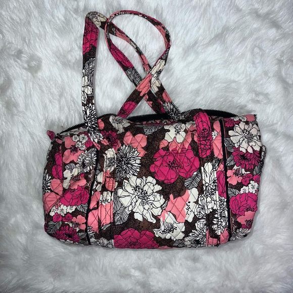 Vera Bradley Handbags - Vera Bradley Small Travel Duffel Bag Retired Pattern Mocha Rouge (pink, …